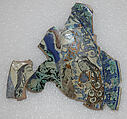 Fragments of a Dish, Stonepaste; polychrome inglaze and overglaze painted on opaque white glaze, molded (mina'i)
